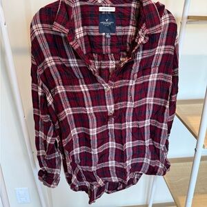 American Eagle Outfitters Burgundy Plaid Shirt